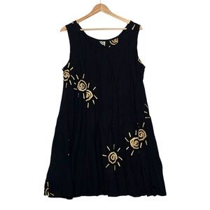 Global Expressions Hand Crafted Clothing Black Tunic Dress Swim Cover Up Large